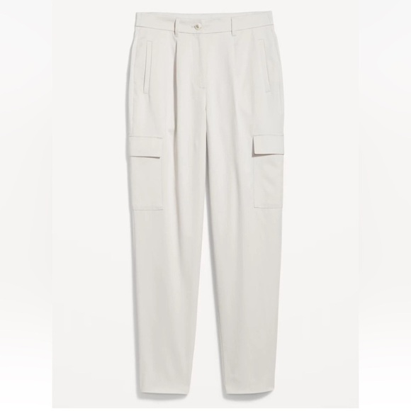 Old Navy Extra High-Waisted Taylor Cargo Pants Light Gray Tan Staight 3X NWT - Picture 5 of 12